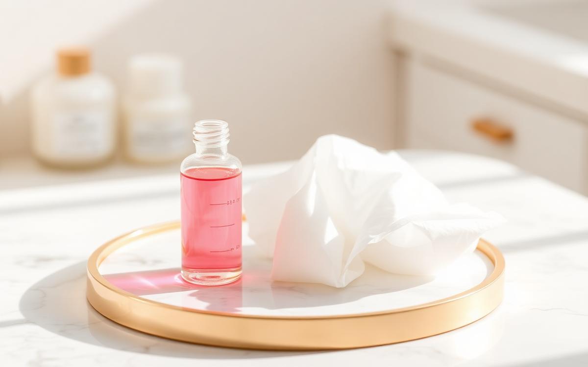 Vitamin B12 vial and supplies on a marble tray